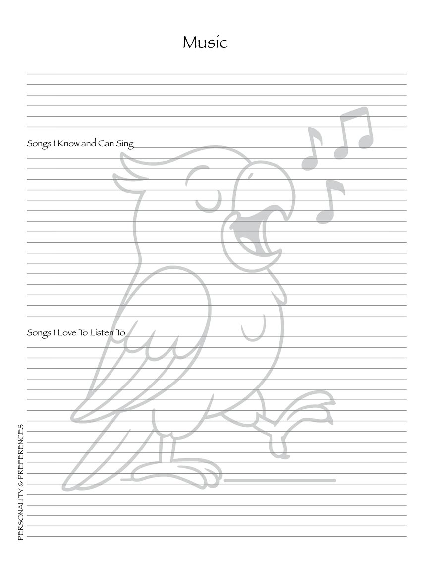 Music page: songs I know and can sing, songs I love to listen to